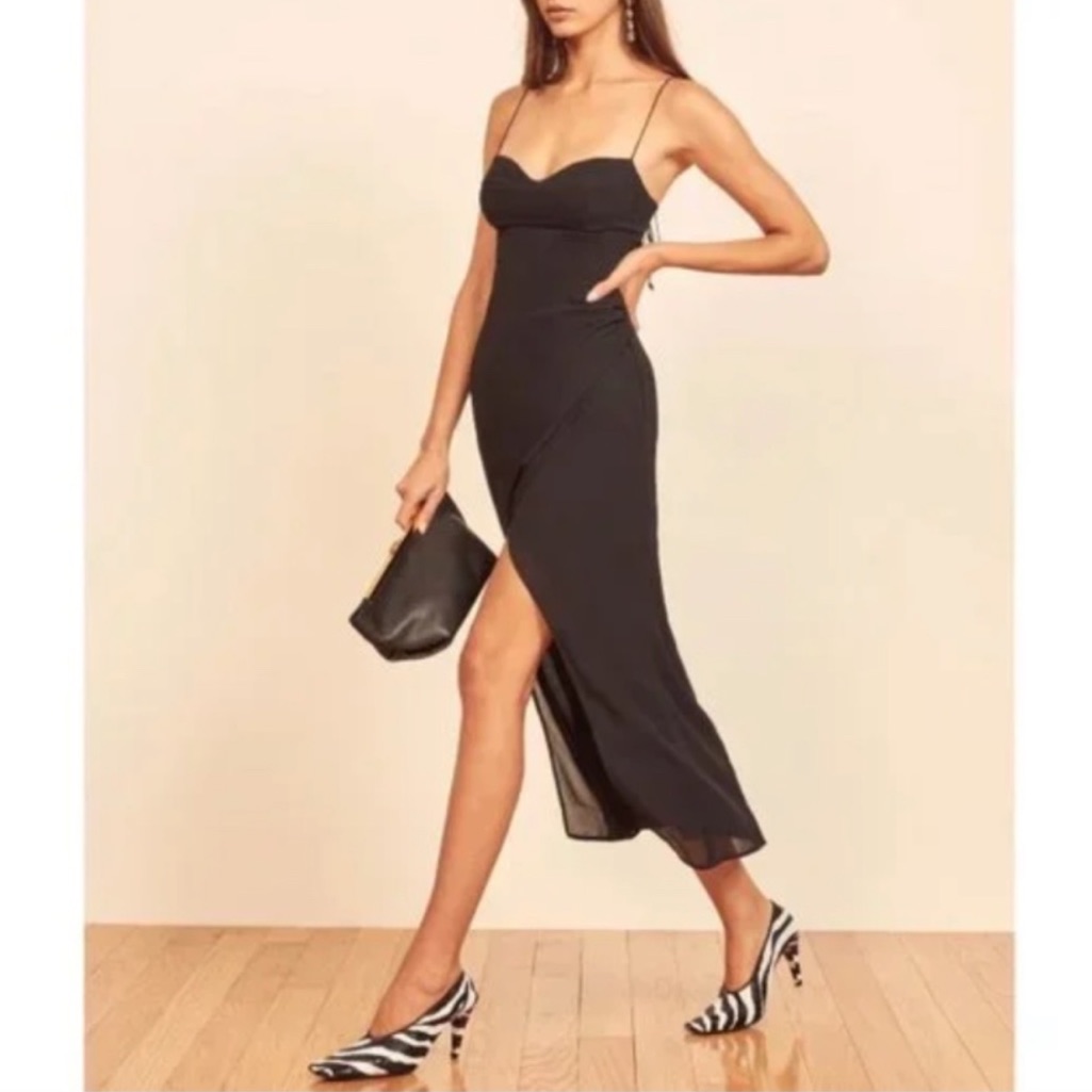 Reformation Petites Kourtney Dress Black